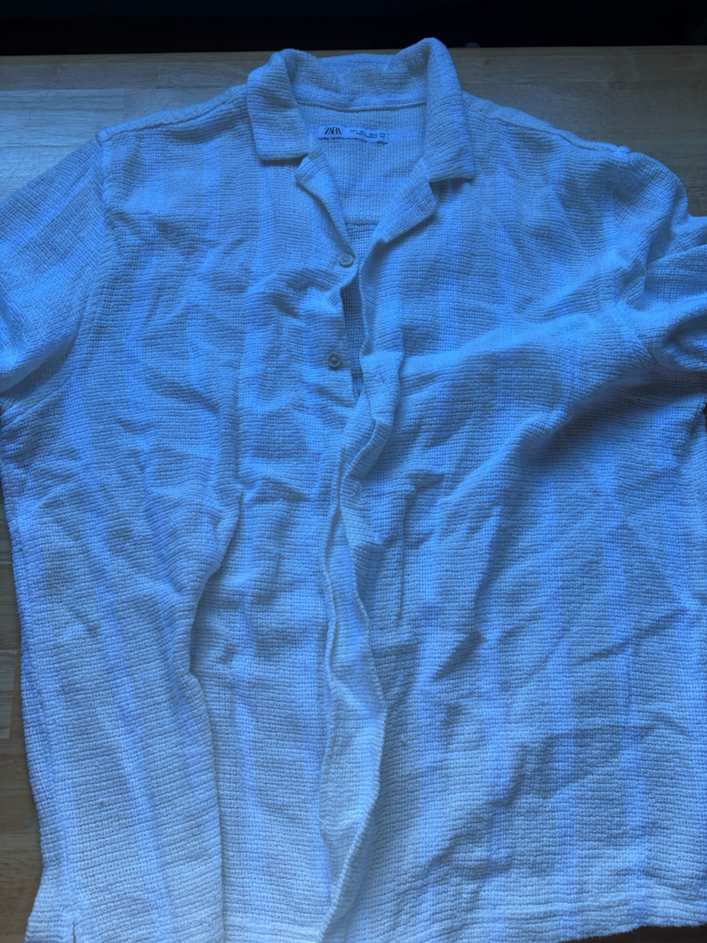 Zara White Textured Button-Up Jacket